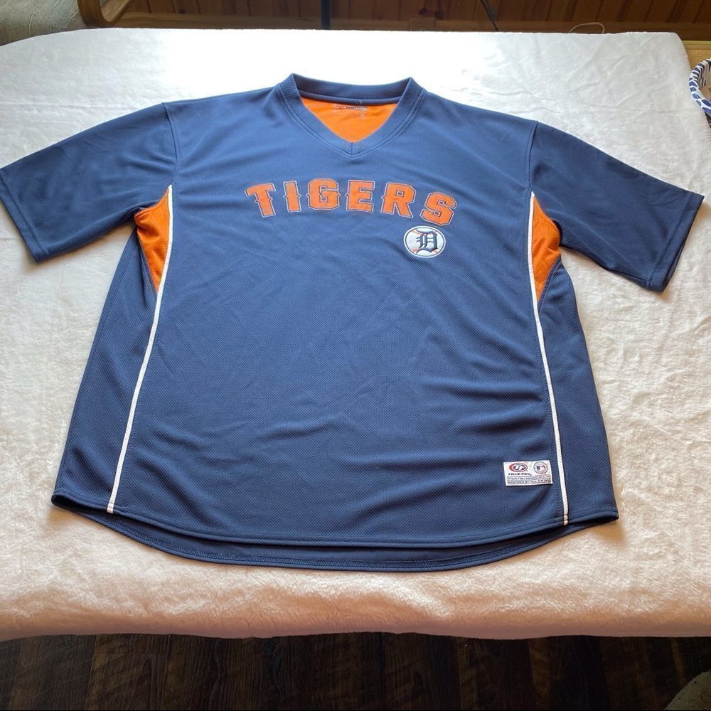 Genuine Merchandise True Fans Detroit Tigers V Neck Short Sleeve Shirt Size XXL